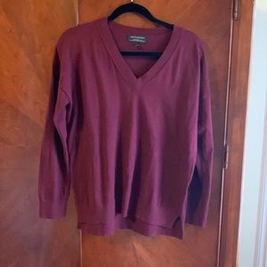 Deep burgundy v-neck sweater